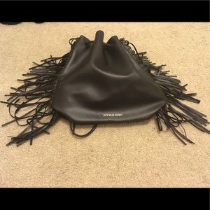 NWT black saddle bag with fringe